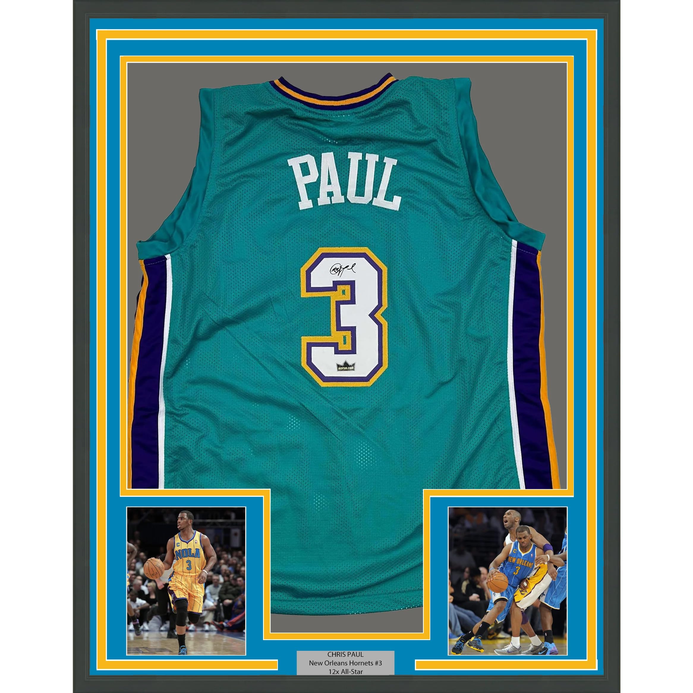 Framed Facsimile Autographed Chris Paul 35x39 New Orleans Teal
